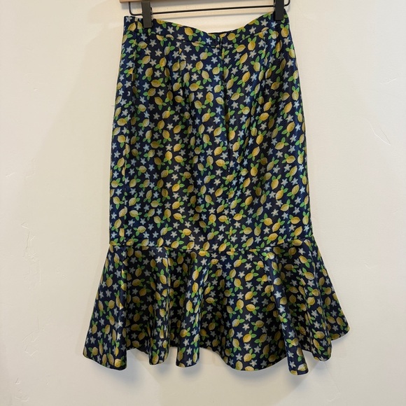 J.CREW 365 | Lemon printed Navy Fluted Trumpet
Skirt - Picture 6 of 9